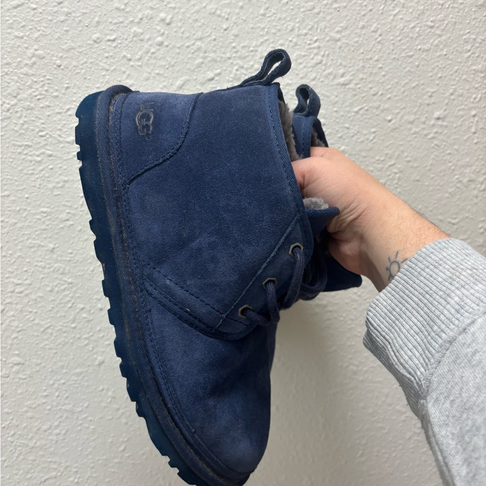 UGG Navy Suede Boots with Gray Lining